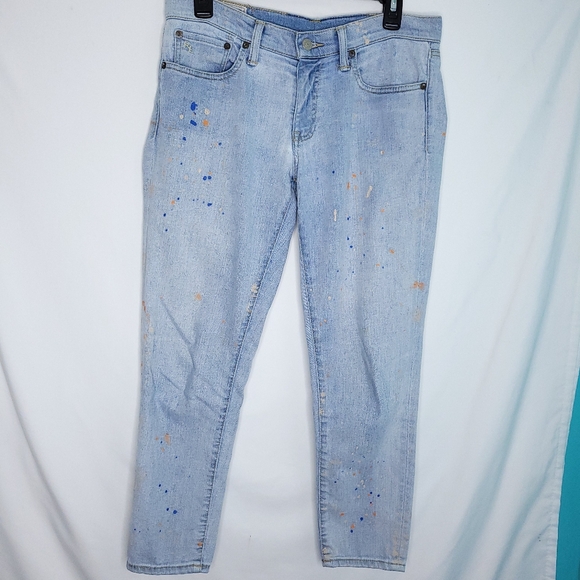 POLO RALPH LAUREN Women's Tompkins Skinny Crop Paint Splatter Jeans Size 29 - Picture 1 of 16